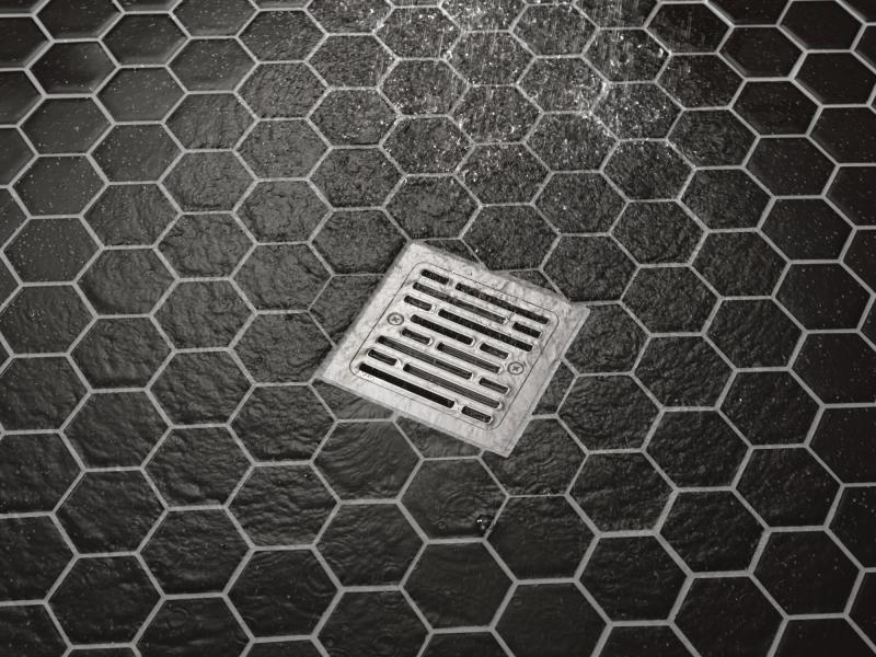 DELTA 4" Tile-In Square Shower Drain — Stainless