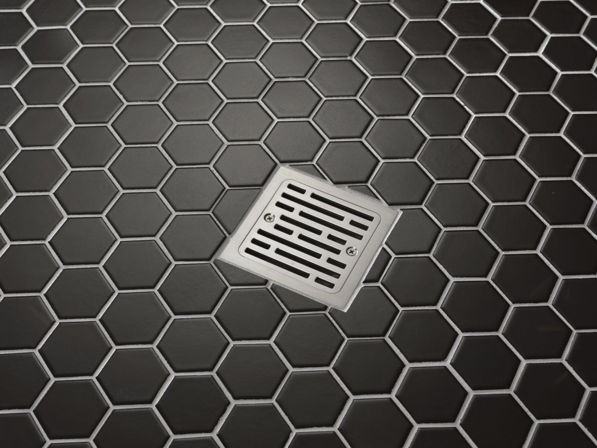 DELTA 4" Tile-In Square Shower Drain — Stainless