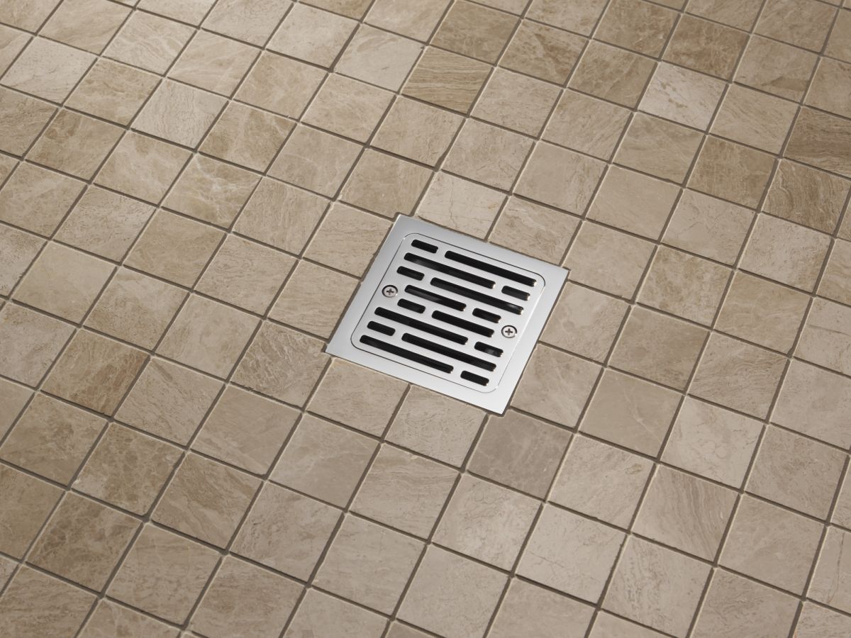 DELTA 4" Tile-In Square Shower Drain — Chrome
