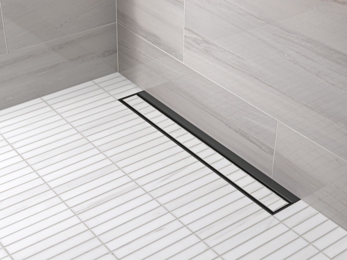 DELTA 24" Linear Shower Drain Wall Edge — Matte Black