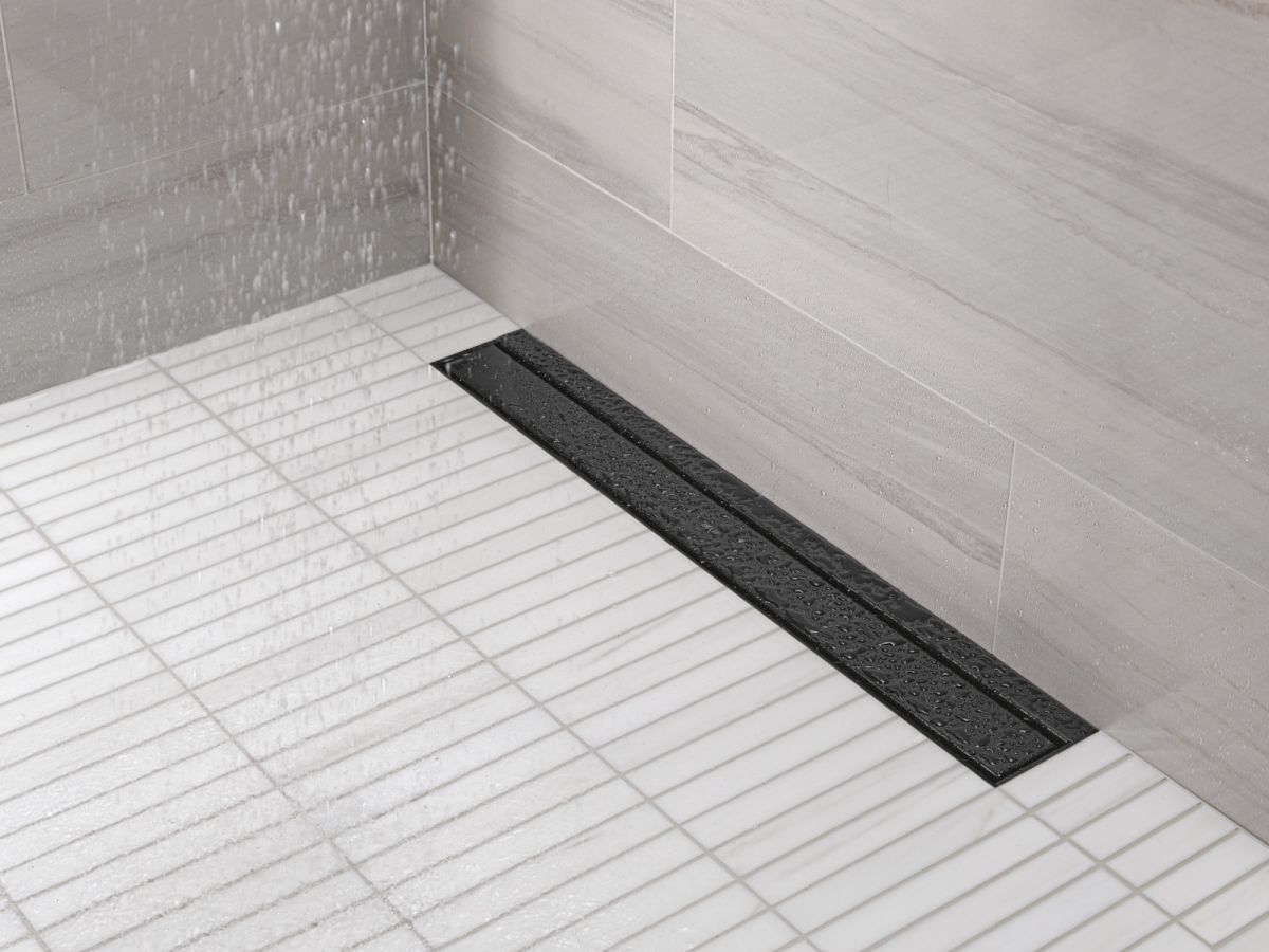 DELTA 24" Linear Shower Drain Wall Edge — Matte Black