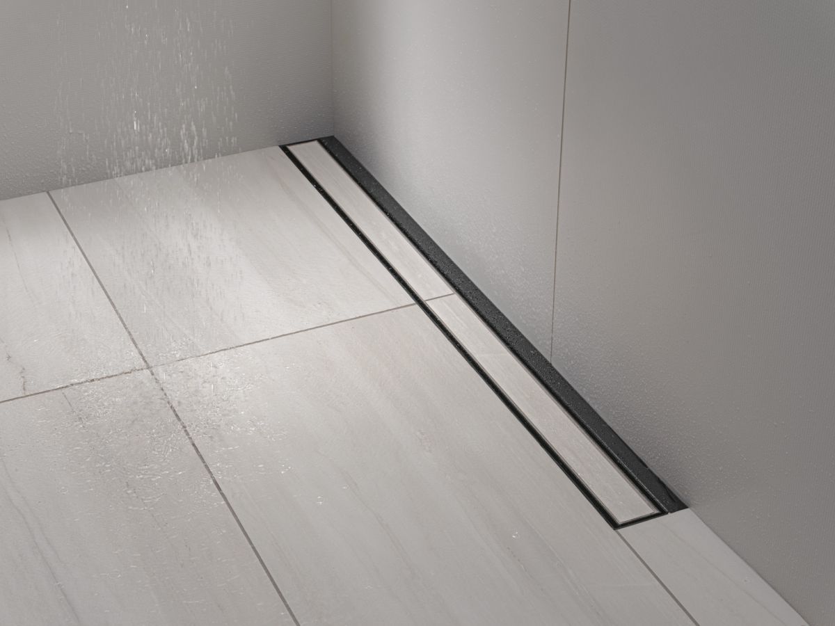 DELTA 36" Linear Shower Drain Wall Edge — Matte Black