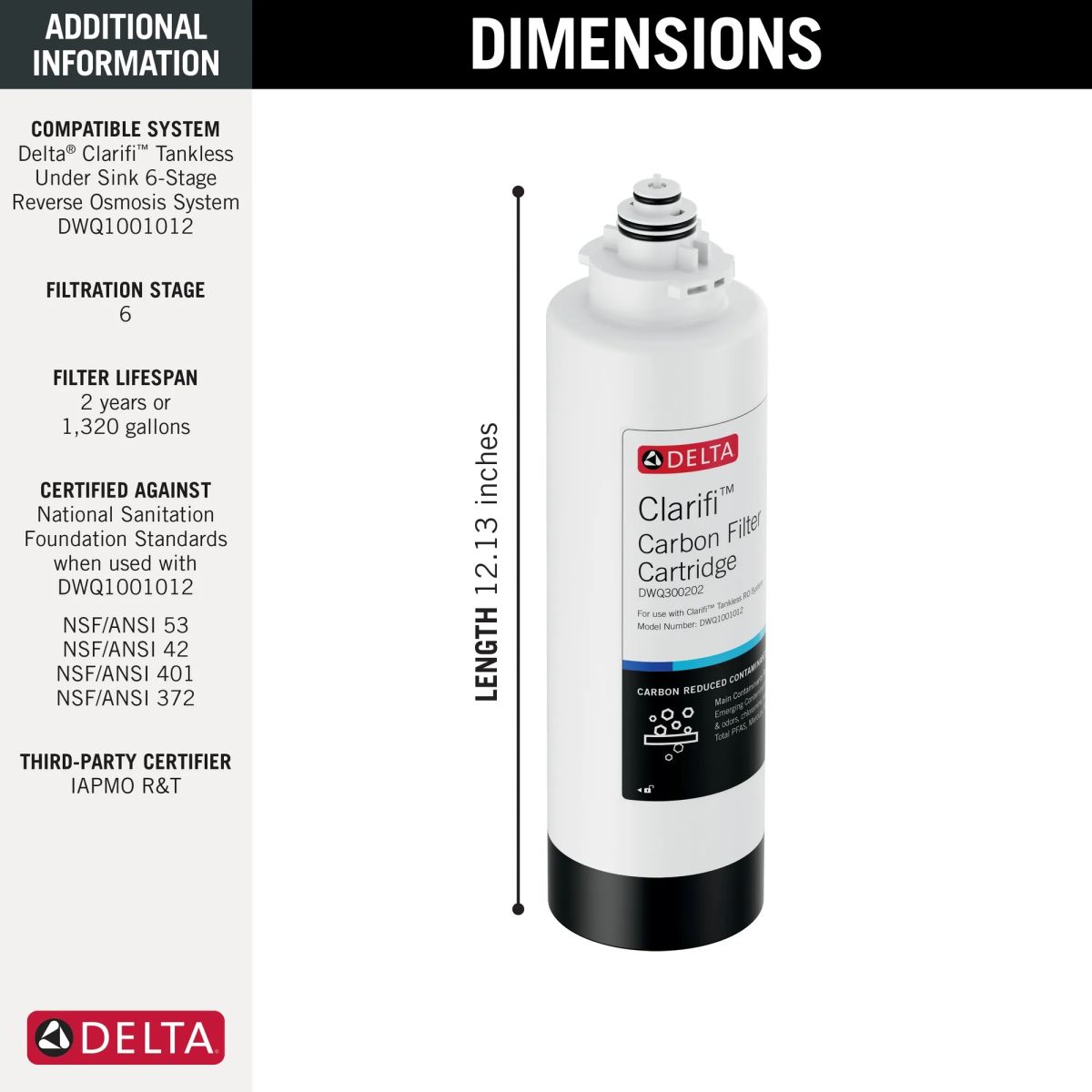 DELTA Clarifi Reverse Osmosis Carbon Filter Cartridge — Not Applicable