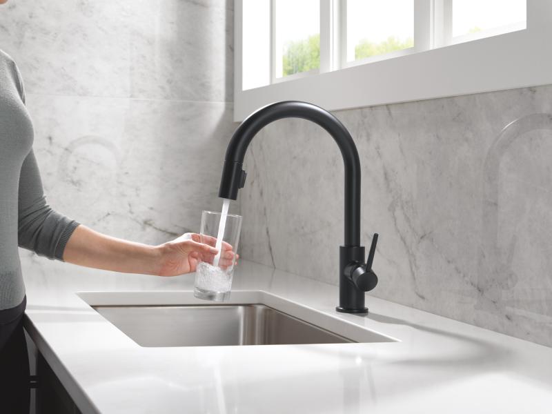 DELTA Trinsic Single Handle Pull-Down Kitchen Faucet — Matte Black