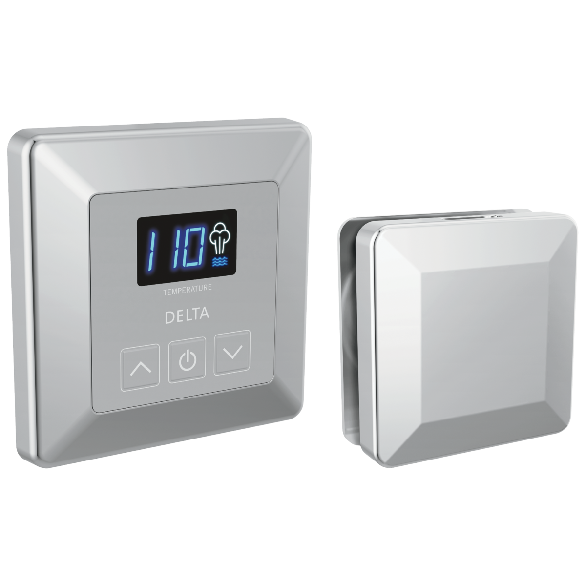 DELTA Universal Showering Components SimpleSteam Control and Steam Head — Lumicoat® Chrome