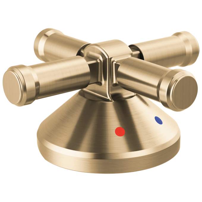 DELTA Broderick 3-Hole Roman Tub w/Hand Shower - Handle Kit-Cross — Lumicoat® Champagne Bronze