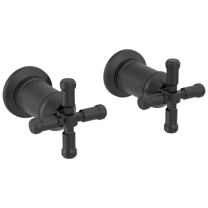 DELTA Broderick Wall Mount Bathroom Faucet Handle Kit-Cross — Matte Black