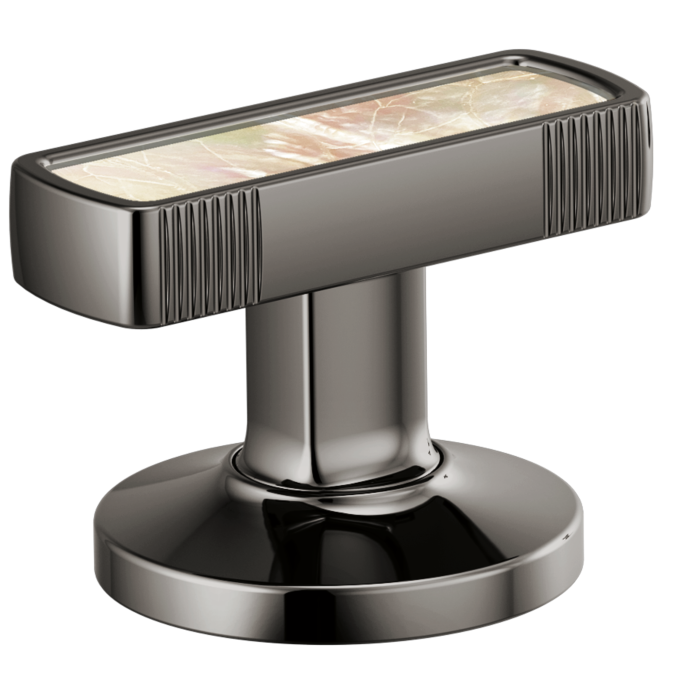 BRIZO Kintsu Widespread Lavatory Knob with Mother of Pearl Inlay Handle Kit — Brilliance Black Onyx