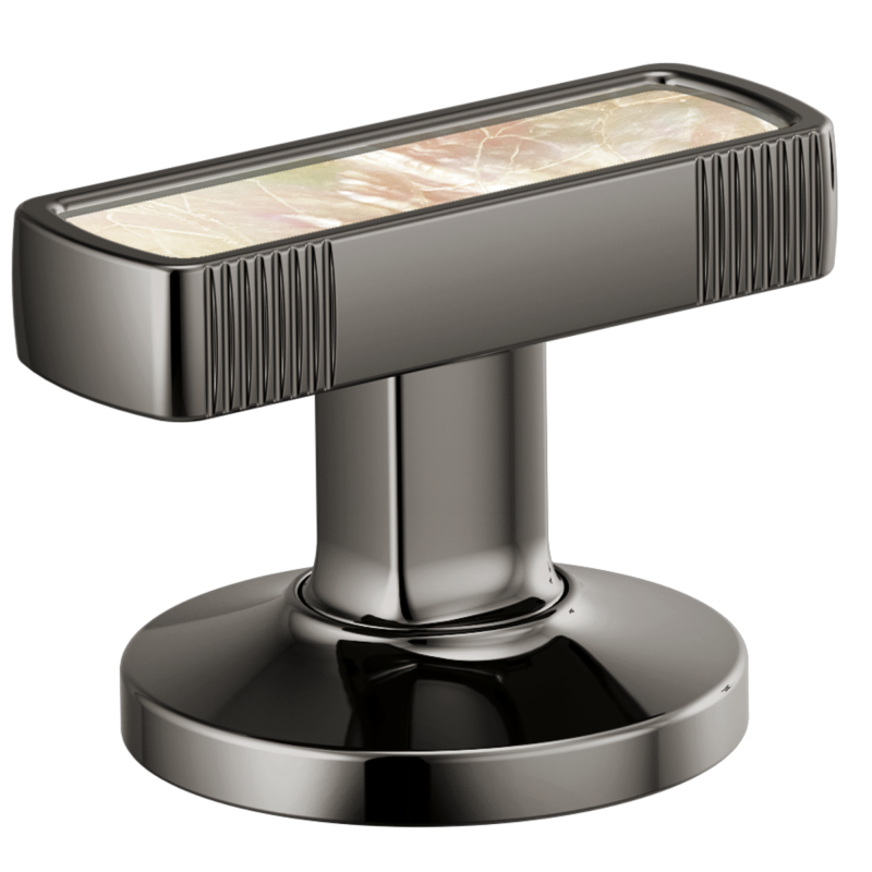 BRIZO Kintsu Widespread Lavatory Knob with Mother of Pearl Inlay Handle Kit — Brilliance Black Onyx