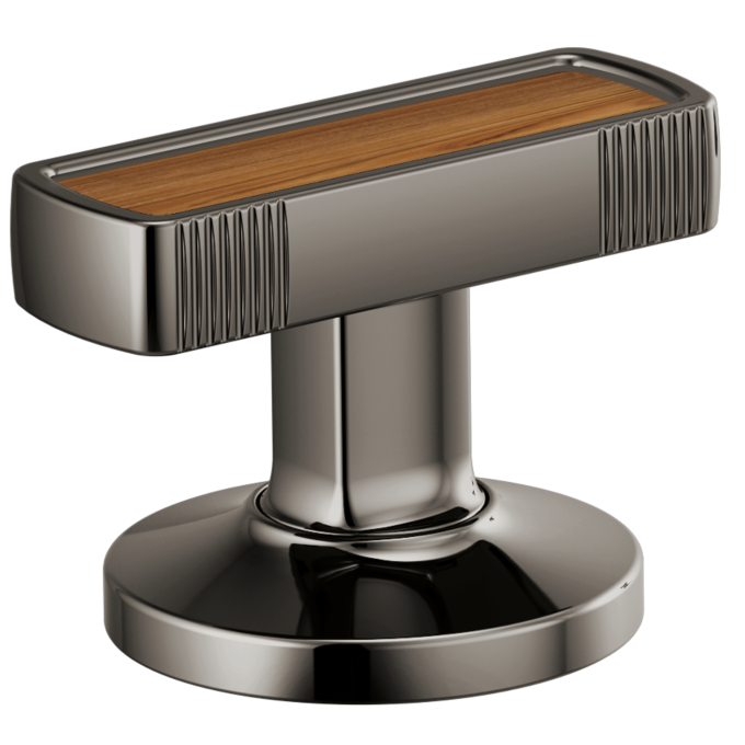 BRIZO Kintsu Widespread Lavatory Knob with Wood Inlay Handle Kit — Brilliance Black Onyx