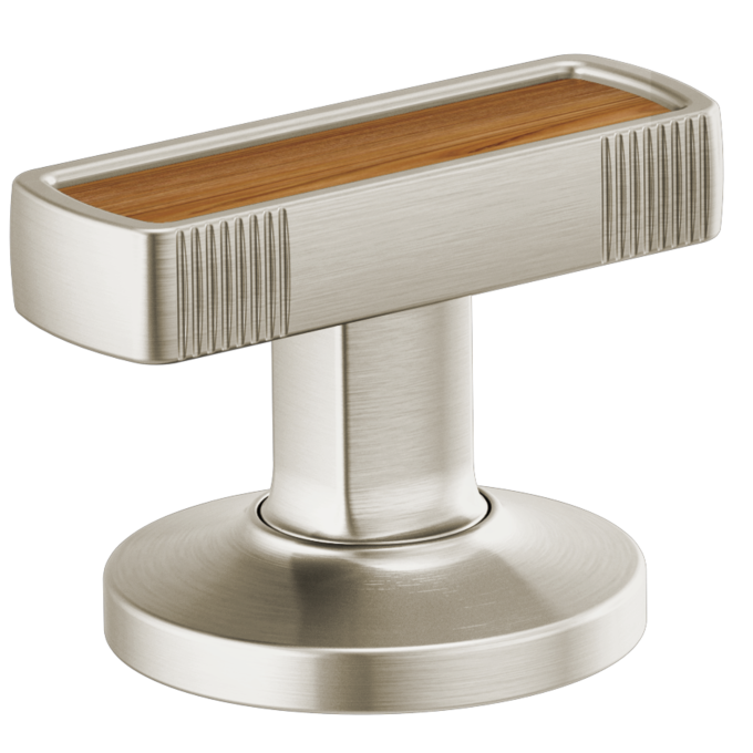BRIZO Kintsu Widespread Lavatory Knob with Wood Inlay Handle Kit — Luxe Nickel
