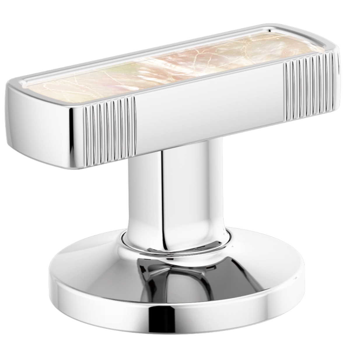 BRIZO Kintsu Widespread Lavatory Knob with Mother of Pearl Inlay Handle Kit — Chrome