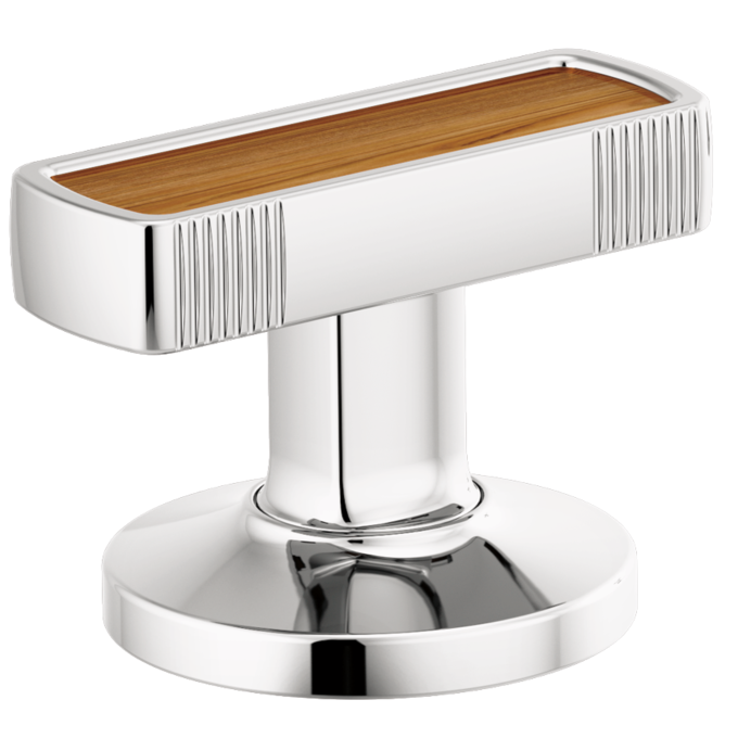 BRIZO Kintsu Widespread Lavatory Knob with Wood Inlay Handle Kit — Chrome