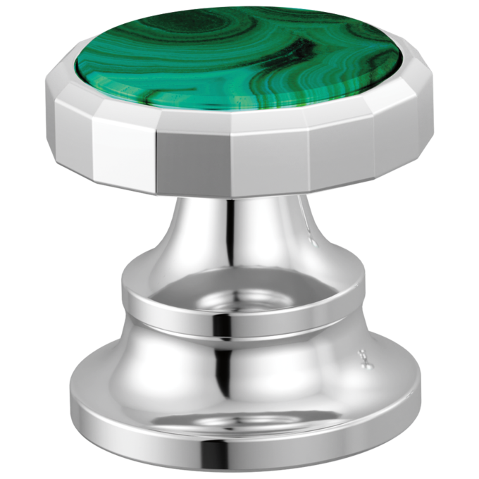 BRIZO Beauclere Widespread Lavatory Wheel Handle Kit — Polished Chrome / Malachite