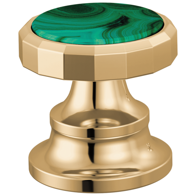 BRIZO Beauclere Widespread Lavatory Wheel Handle Kit — Polished Gold / Malachite