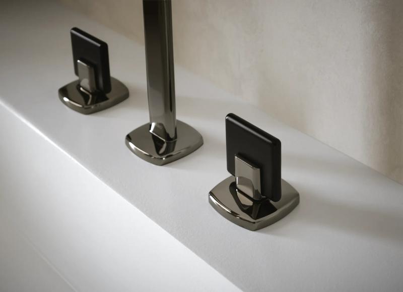 BRIZO Allaria Widespread Lavatory Knob Handle Kit — Brilliance Black Onyx / Matte Black