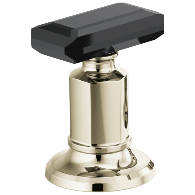 BRIZO Invari Widespread Lavatory Black Crystal Knob Handle Kit — Polished Nickel