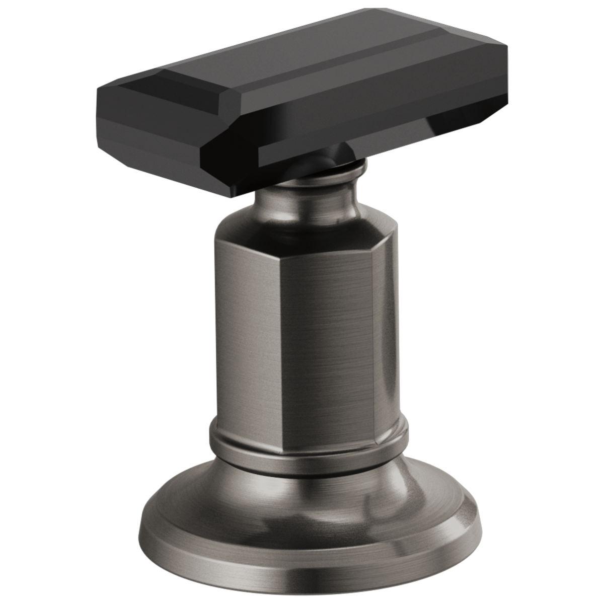 BRIZO Invari Widespread Lavatory Black Crystal Knob Handle Kit — Luxe Steel / Black Crystal