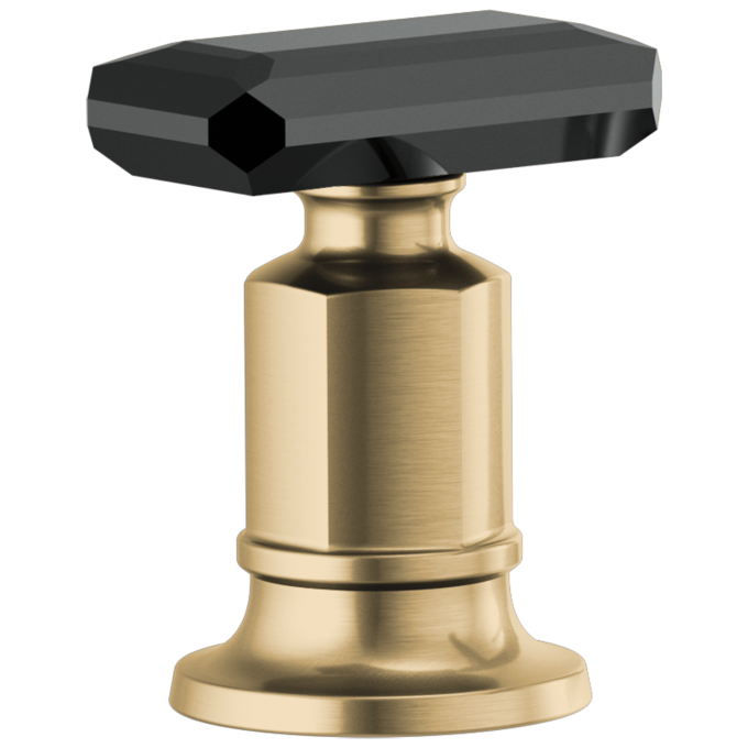 BRIZO Invari Roman Tub Faucet Black Crystal Knob Handle Kit — Luxe Gold / Black Crystal
