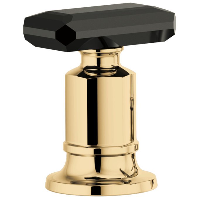 BRIZO Invari Roman Tub Faucet Black Crystal Knob Handle Kit — Polished Gold / Black Crystal