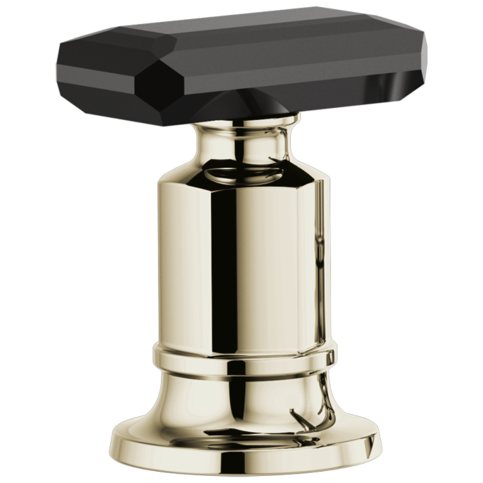 BRIZO Invari Roman Tub Faucet Black Crystal Knob Handle Kit — Polished Nickel