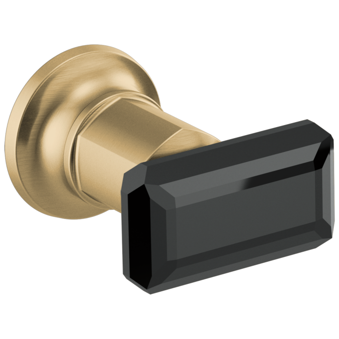 BRIZO Invari Two-Handle Wall Mount Tub Filler Black Crystal Knob Handle Kit — Luxe Gold / Black Crystal