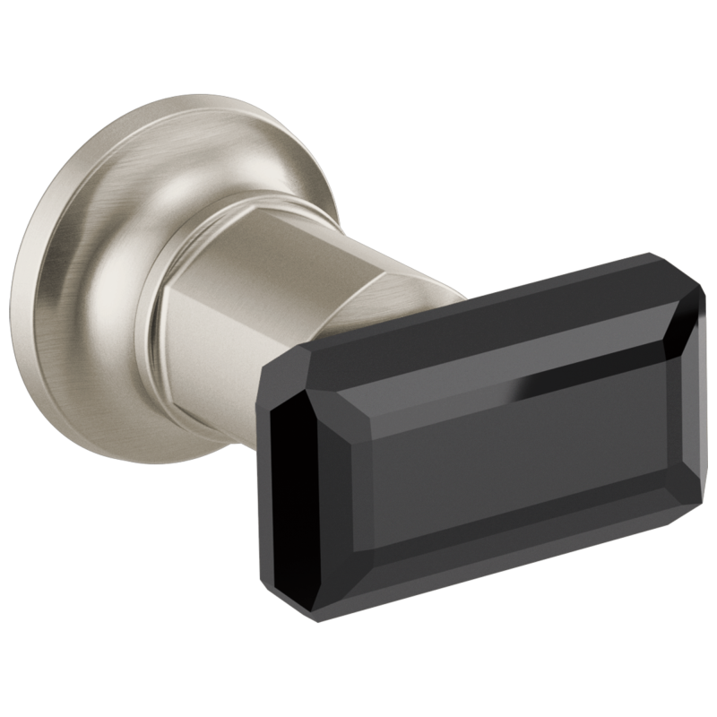 BRIZO Invari Two-Handle Wall Mount Tub Filler Black Crystal Knob Handle Kit — Luxe Nickel / Black Crystal
