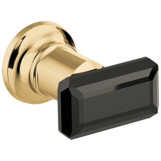 BRIZO Invari Two-Handle Wall Mount Tub Filler Black Crystal Knob Handle Kit — Polished Gold / Black Crystal
