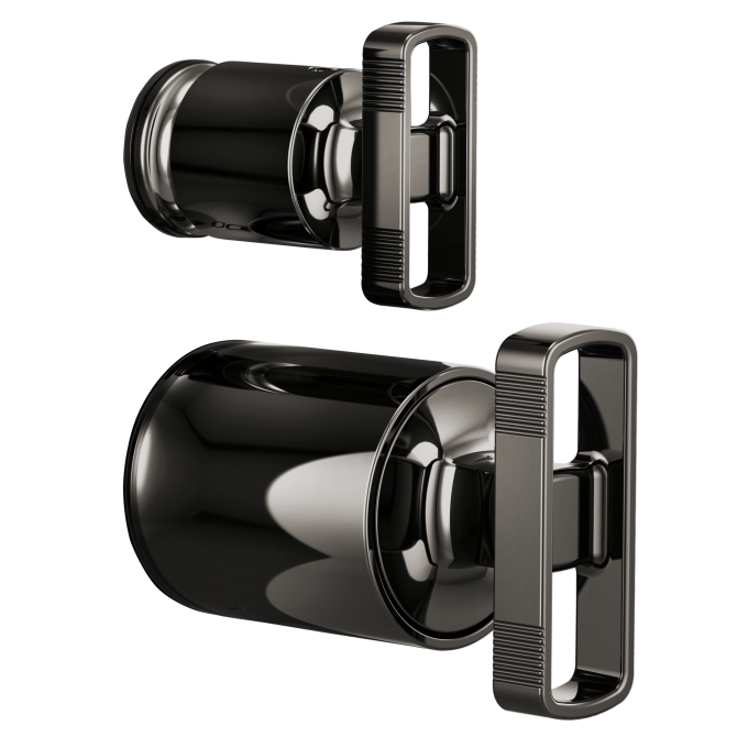 BRIZO Kintsu Pressure Balance Valve with Integrated Diverter Trim Knob Handle Kit — Brilliance Black Onyx
