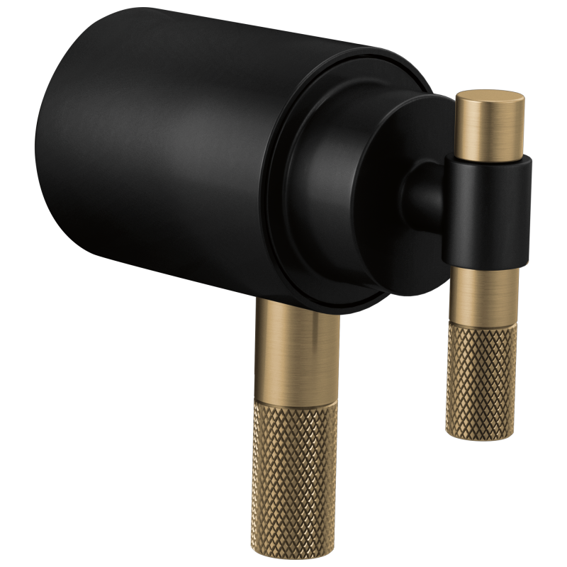 BRIZO Litze Tempassure Thermostatic Trim Handle Kit - T-Lever — Matte Black/Luxe Gold