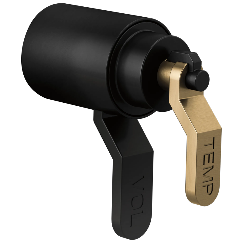 BRIZO Litze Tempassure Thermostatic Trim Handle Kit - Industrial Lever — Matte Black/Luxe Gold