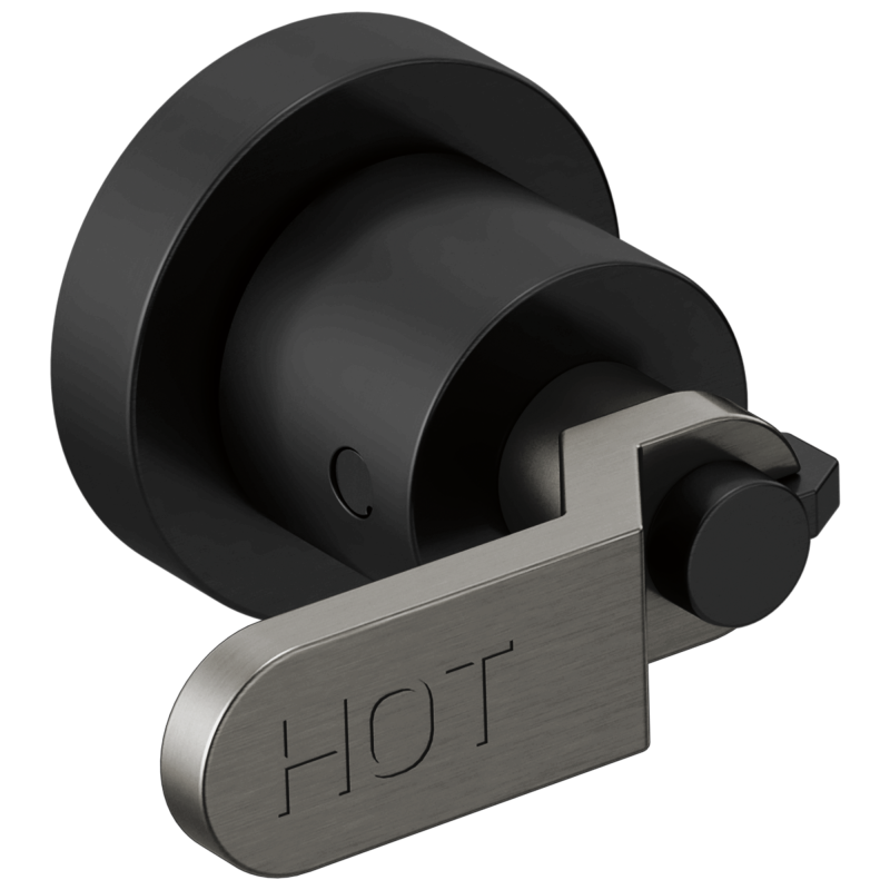 BRIZO Litze Two-Handle Wall Mount Tub Filler Handle Kit - Industrial Lever — MATTE BLACK/LUXE STEEL