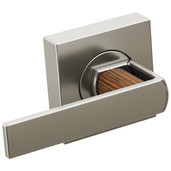 BRIZO Frank Lloyd Wright Two-Handle Wall Mount Tub Filler Gap Lever Handle Kit — Luxe Nickel / Teak Wood