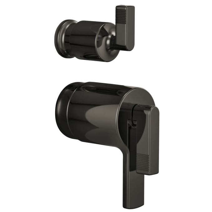 BRIZO Kintsu TempAssure Thermostatic Valve with Integrated Diverter Trim Lever Handle Kit — Brilliance Black Onyx