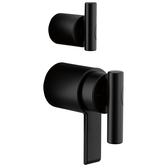 BRIZO Roccesco TempAssure Thermostatic Valve With Integrated Diverter Lever Handle Kit — Matte Black