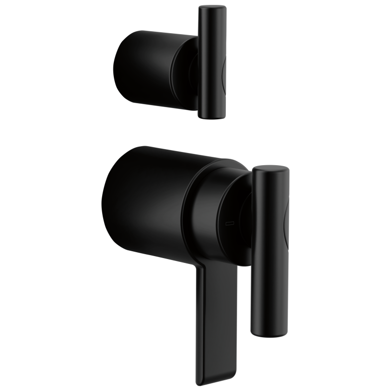 BRIZO Roccesco TempAssure Thermostatic Valve With Integrated Diverter Lever Handle Kit — Matte Black