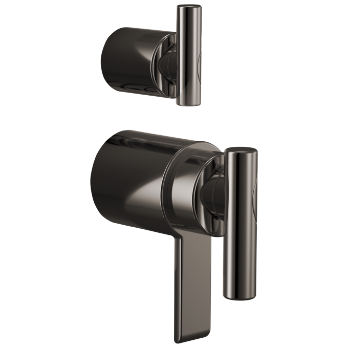 BRIZO Roccesco TempAssure Thermostatic Valve With Integrated Diverter Lever Handle Kit — Brilliance Black Onyx