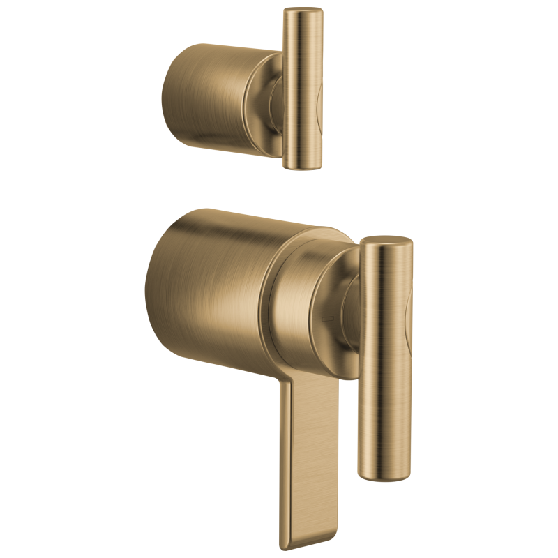 BRIZO Roccesco TempAssure Thermostatic Valve With Integrated Diverter Lever Handle Kit — Luxe Gold