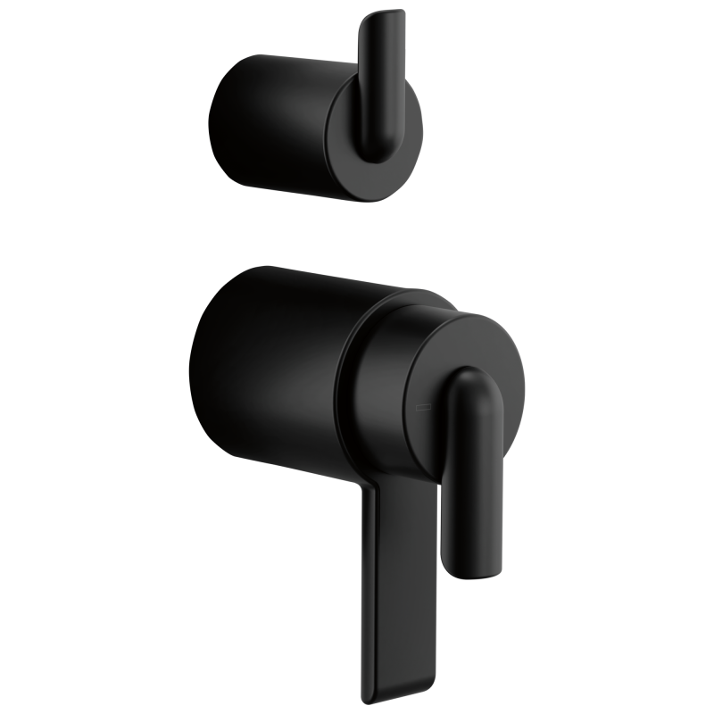 BRIZO Roccesco TempAssure Thermostatic Valve With Integrated Diverter Bent Lever Handle Kit — Matte Black