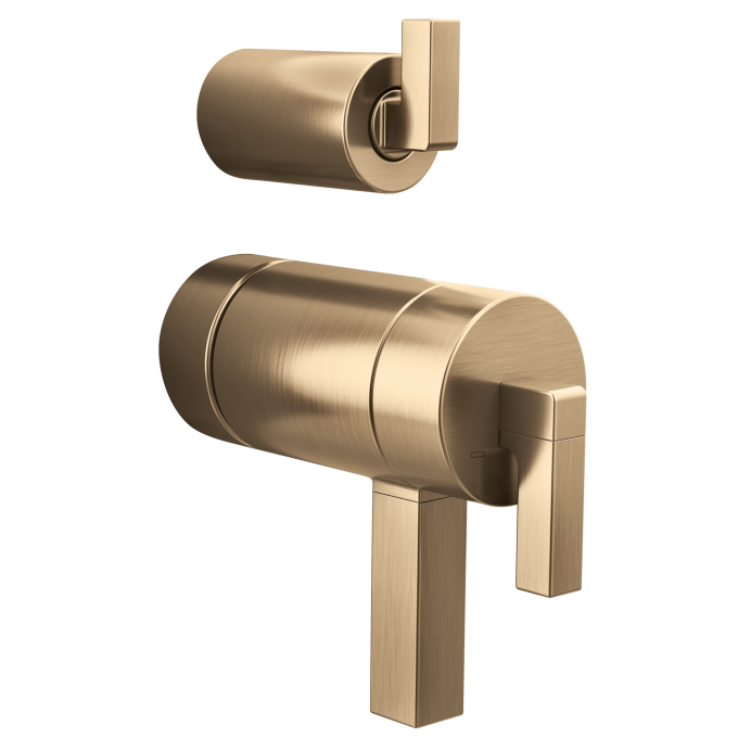 BRIZO Frank Lloyd Wright TempAssure Thermostatic Valve with Integrated Diverter Trim Lever Handle Kit — Luxe Gold