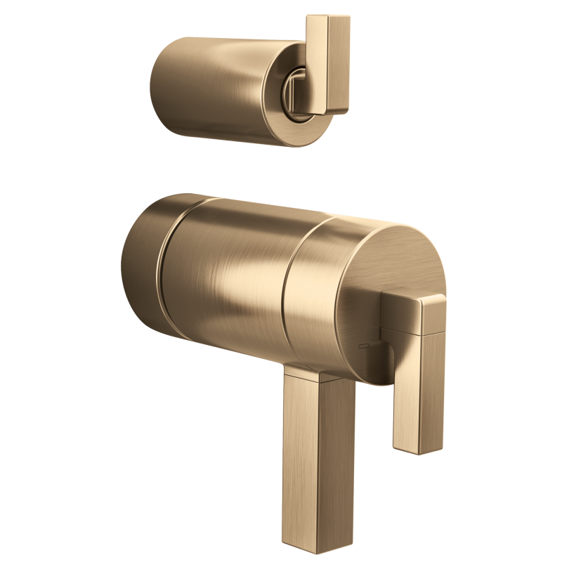 BRIZO Frank Lloyd Wright TempAssure Thermostatic Valve with Integrated Diverter Trim Lever Handle Kit — Luxe Gold