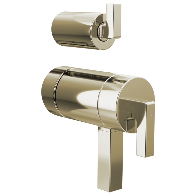 BRIZO Frank Lloyd Wright TempAssure Thermostatic Valve with Integrated Diverter Trim Lever Handle Kit — Polished Nickel