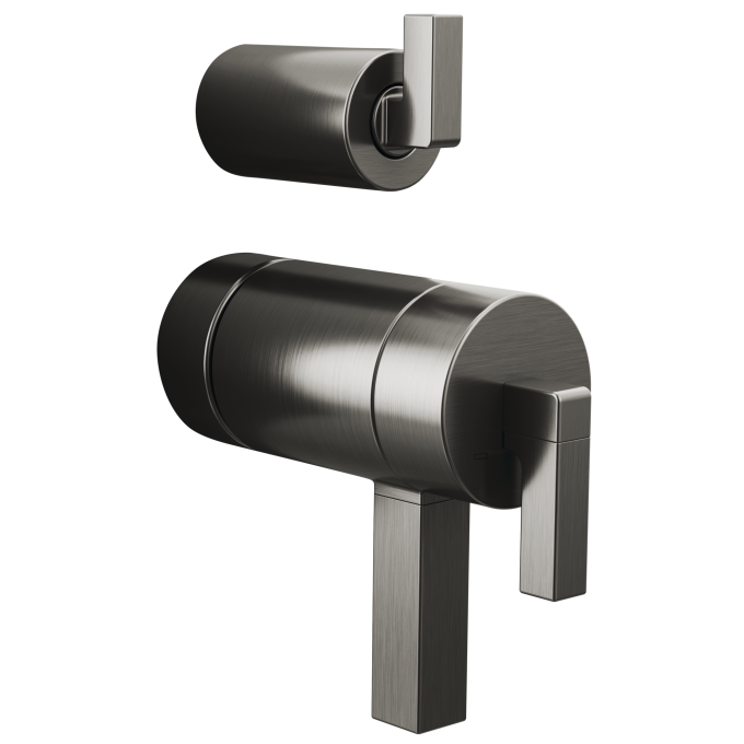 BRIZO Frank Lloyd Wright TempAssure Thermostatic Valve with Integrated Diverter Trim Lever Handle Kit — Luxe Steel
