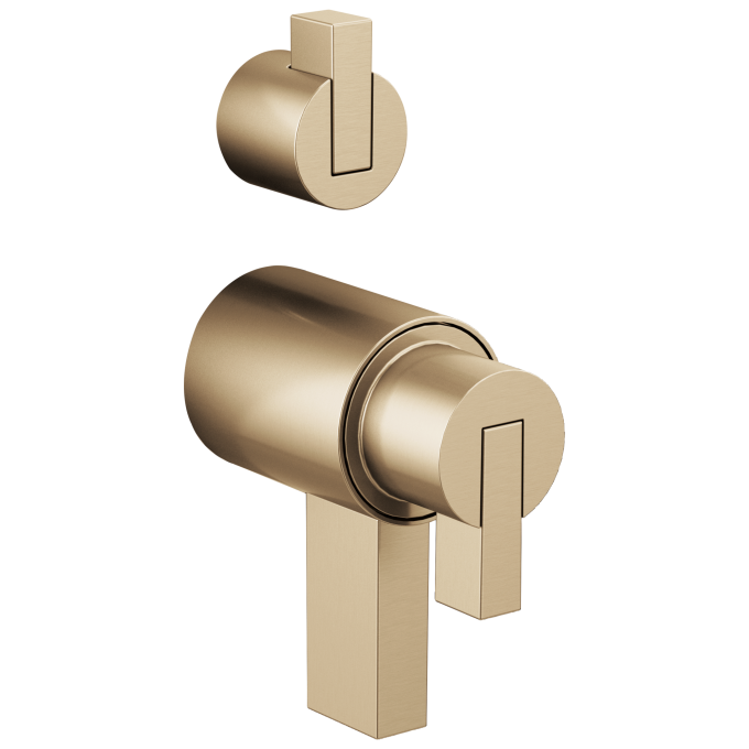 BRIZO Litze TempAssure Thermostatic Valve With Integrated Diverter Lever Handle Kit — Luxe Gold