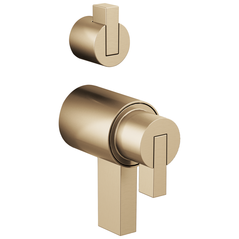BRIZO Litze TempAssure Thermostatic Valve With Integrated Diverter Lever Handle Kit — Luxe Gold