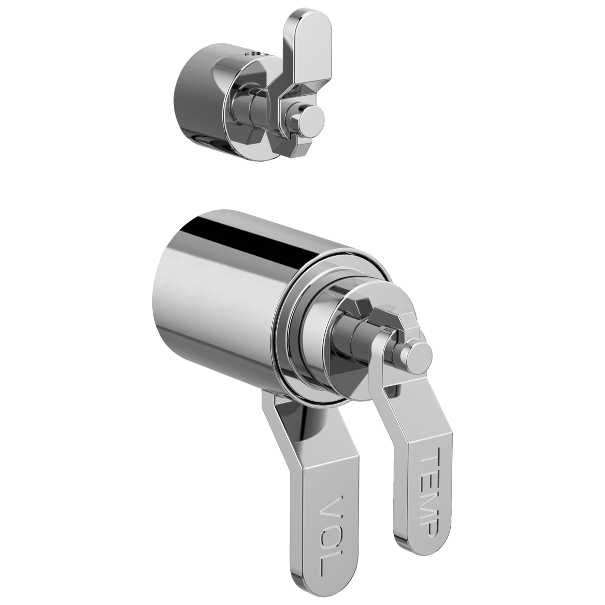 BRIZO Litze TempAssure Thermostatic Valve With Integrated Diverter Industrial Lever Handle Kit — Chrome