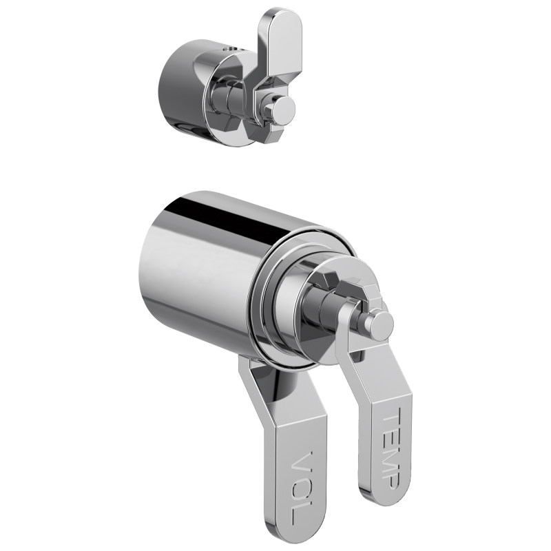 BRIZO Litze TempAssure Thermostatic Valve With Integrated Diverter Industrial Lever Handle Kit — Chrome