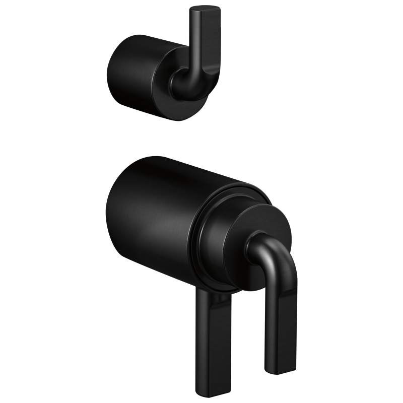 BRIZO Litze Tempassure Thermostatic Valve With Diverter Trim Handle Kit - Notch Lever — Matte Black