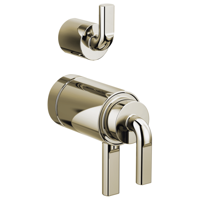 BRIZO Litze TempAssure Thermostatic Valve with Integrated Diverter Notch Lever Handle Kit — Polished Nickel