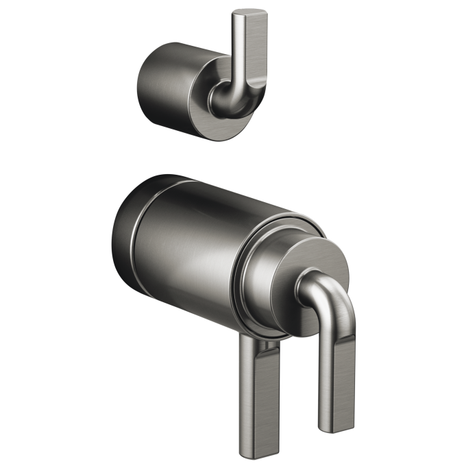 BRIZO Litze TempAssure Thermostatic Valve with Integrated Diverter Notch Lever Handle Kit — Luxe Steel